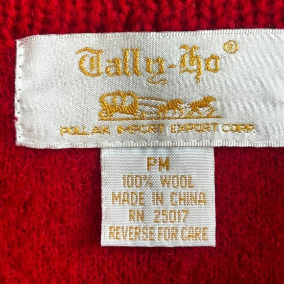 Tally Ho Red Boiled Wool Boxy Classic Cardigan Sweater - Picture 4 of 6